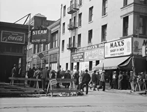Menswear Gallery: General view of army and crowds, Salvation Army, San Francisco, California, 1939