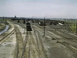 General view of part of the Bensenville freight yard of the Chicago, Milwaukee..., Illinois, 1943. Creator: Jack Delano