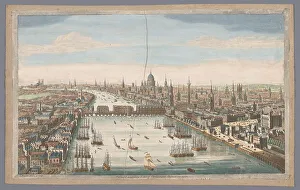 A general view of the city of London, next the river Thames, 1751. Creator: Thomas Bowles