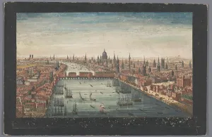 A general view of the city of London, next the river Thames, 1751. Creator: Thomas Bowles