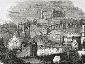 Defensive Prints: General view of the city, Toledo, Spain, 1852. Creator: Burgos