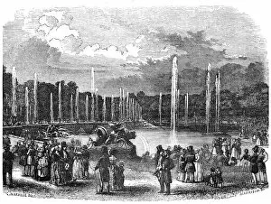 Tourists Gallery: General view of the Fountains at Versailles whilst at work, 1844. Creator: Harrison