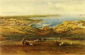 Harbour Wall Prints: General View of Guernsey from Port George, 1850, (1946). Creator: Richard Principal Leitch