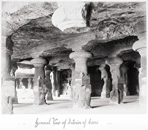 Bourne Samuel Prints: General View of Interior of Caves, Late 1860s. Creator: Samuel Bourne