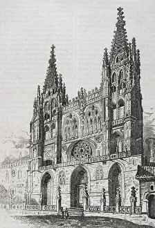 Unesco Prints: General view of the main facade of the Cathedral
