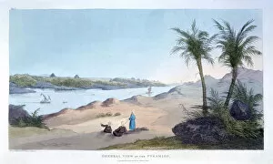 General View of the Pyramids, Egypt, 1820. Artist: Agostino Aglio