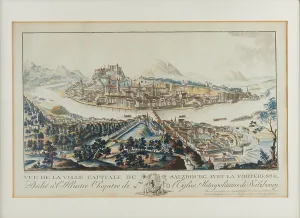 Salzburg Prints: General view over the Salzach to Salzburg with the Hohensalzburg Fortress