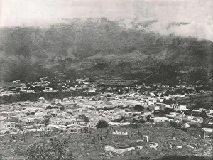 Cape Town Prints: General view showing Table Mountain wreathed in vapour, Cape Town, South Africa, 1895