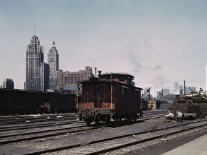 Depot Gallery: General view of part of the south Water street freight...Illinois Central Railroad, Chicago, 1943