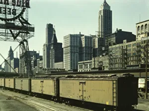 Jacob Ovcharov Prints: General view of part of the South Water street Illinois Central Railroad freight
