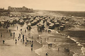 Bathing Hut Prints: General View of the Strand at Bath-time, c1928