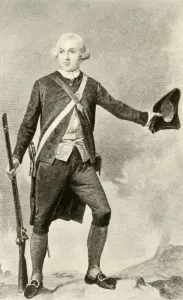 Colony Prints: General Warren, in the dress of a minute-man, c1760, (1937). Creator: Unknown