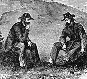 Ulysses Simpson Prints: Generals Grant and Pemberton negotiating the surrender of Vicksburg