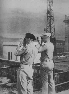 Successful Prints: Generals Montgomery and Eisenhower view from a balcony in Messina the Italian Mainland