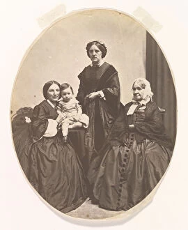 Mourning Dress Gallery: Four Generations, ca. 1860. Creator: James Wallace Black