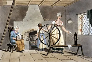 Woollen Industry Prints: Three generations of women, 1814