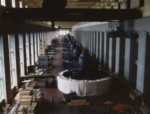 Transparencies Color Gmgpc Gallery: Eight generator units in the generator room of a new...Wilson Dam, Sheffield vicinity, Ala. 1942