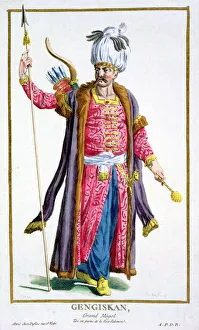 Mongolian Prints: Genghis Khan, Mongol warrior and conqueror, (1780). Artist: Pierre Duflos