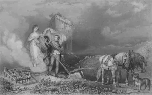 T Allom Gallery: The Genius of Poetry Finding Burns at the Plough, 1840. Artist: John Rogers