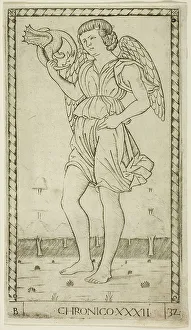 Genius Prints: Genius of Time, plate 32 from Genii and Virtues, c.1465. Creator: Unknown