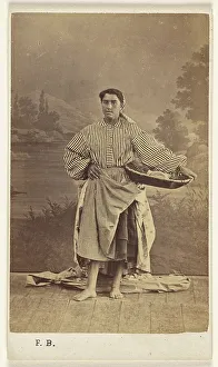 Backdrop Prints: Genre portrait of an unidentified woman holding a basket