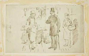 Butchers Prints: Gent in Tall Hat Addressing Butcher, n. d. Creator: Charles Samuel Keene