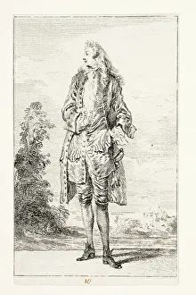 Jean Antonie Watteau Prints: Gentleman, Hand in Vest, c. 1710. Creator: Jean-Antoine Watteau