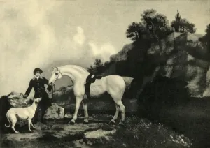 Derbyshire Gallery: Gentleman Holding a White Horse, (1941). Creator: Unknown