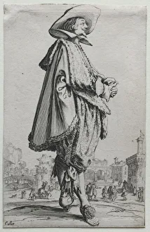 Gentleman Standing in Profile with Clasped Hands. Creator: Jacques Callot (French, 1592-1635)