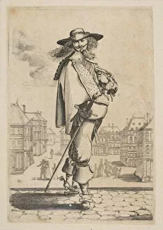 Gentleman with a Sword Before Some Buildings, 1629. Creator: Unknown