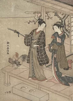 Parting Gallery: Gentleman Taking Leave of His Lady on a Veranda. Creator: Suzuki Harunobu