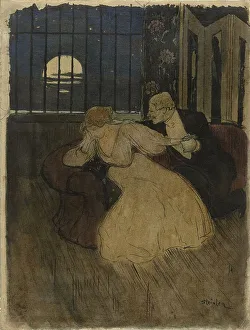 Sexual Harassment Prints: Gentleman tries to persuade a doubting lady on a sofa