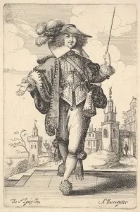Metropolitan Mus Prints: A gentleman walking forward, with his right arm outstretched and a whip in his left hand