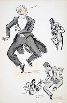 Black Tie Prints: Gentleman in white tie and gentleman in bowler hat try out dancing to jazz…