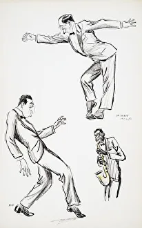 Excess Prints: Two gentlemen in black tie perform La Danse Havas to the saxophone, from White Bottoms pub