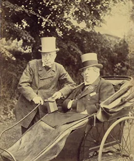 Wheelchair Prints: Two Gentlemen, One in Cart, 1860s-70s. Creator: Unknown