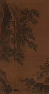Images Dated 20th August 2021: Two Gentlemen Contemplating a Waterfall, Ming dynasty, 16th century. Creator: Unknown