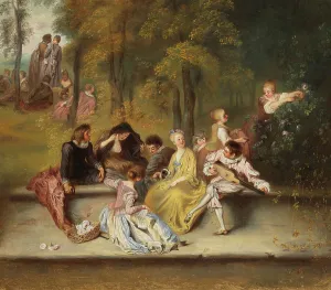 Jean Antonie Watteau Prints: Gentlemen and Ladies on the Terrace