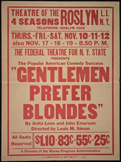 Louis Simon Prints: Gentlemen Prefer Blondes, Roslyn, NY, 1938. Creator: Unknown