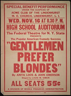 High School Prints: Gentlemen Prefer Blondes, Roslyn, NY, 1938. Creator: Unknown
