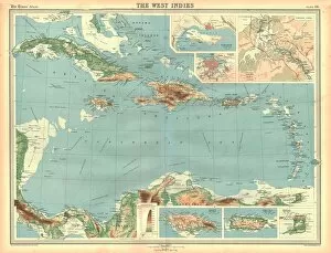 North And Central America Collection: Geographical map of the West Indies