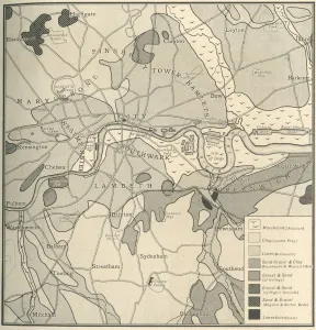 Adam Charles Black Prints: Geological Map of the Site of London, 1908
