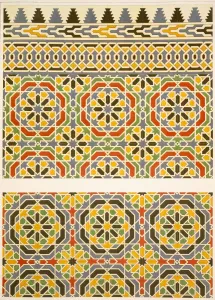 Arabesque Prints: Geometric ceramic (Faience) decoration from the Mosque of Cheykhoun, pub. 1877. Creator