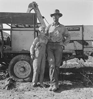 Denim Collection: George Cleaver, new farmer, has five boys, Malheur County, Oregon, 1939. Creator: Dorothea Lange