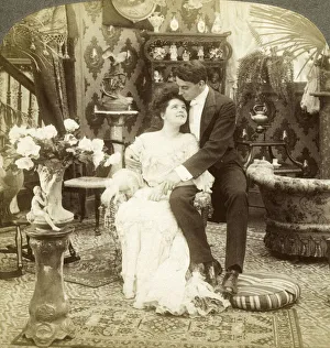 George Greatly Admires Ethels Beautiful Complexion. Artist: Underwood & Underwood