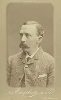 George Kennan Prints: George Kennan, head-and-shoulders portrait, facing left, 1885. Creator: Unknown