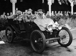 Brighton Prints: George Lanchester in a 1902 Lanchester, Brighton, East Sussex, 1952