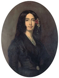 George Sand, French novelist and early feminist, c1845. Artist: Auguste Charpentier