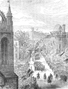 Centenary Prints: The George Stephenson Centenary at Newcastle-On-Tyne: procession passing St