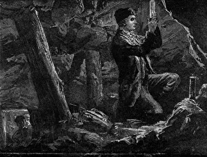 Centenary Prints: George Stephenson, the Father of Railways: Stephenson experimenting with the Safety Lamp